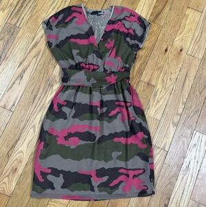 MOSCHINO Camouflage Pink and Green Women's Dress Size 6